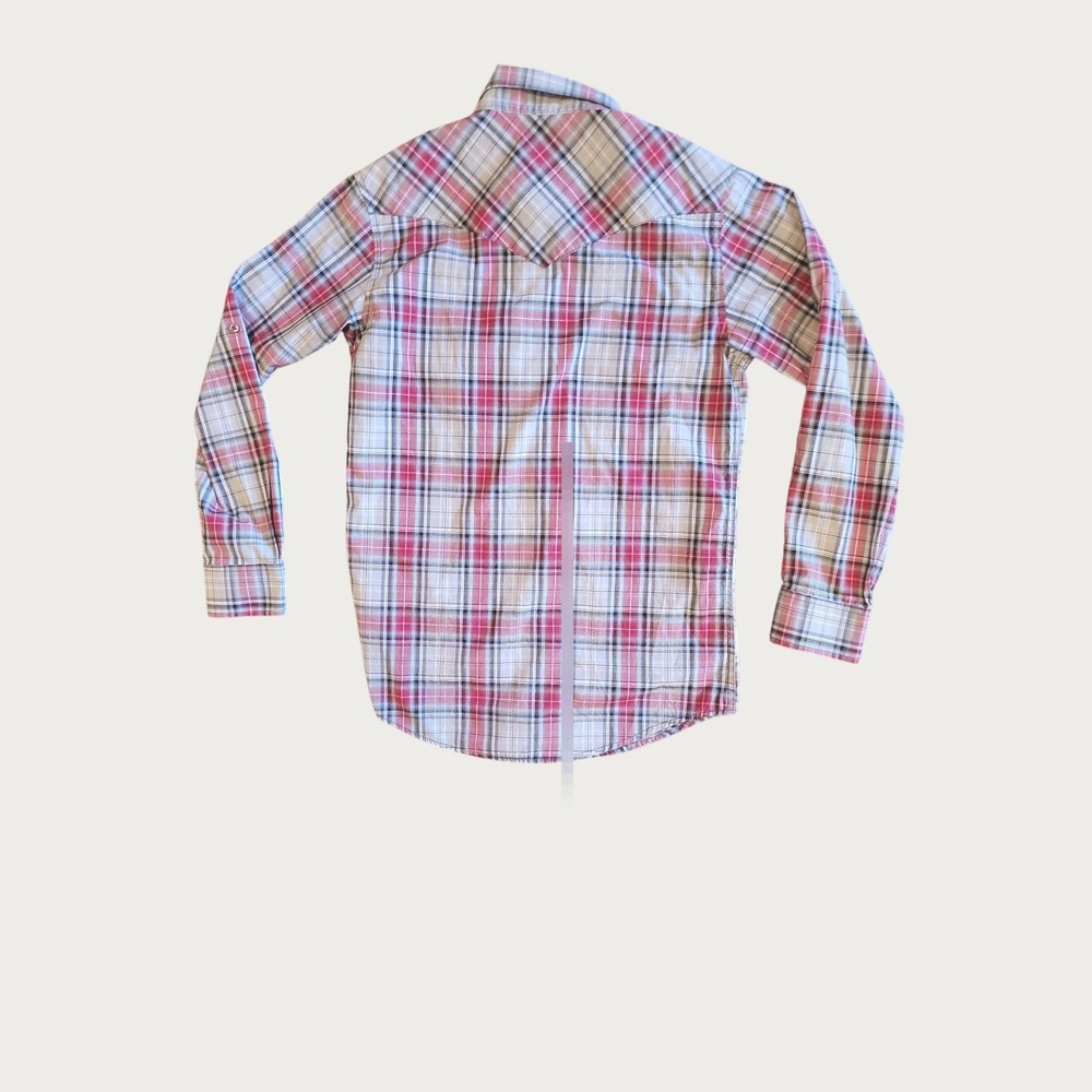 Coevals Club Western Snap Shirt Mens Small Red White Black Plaid Excellent Pearl - Picture 4 of 7